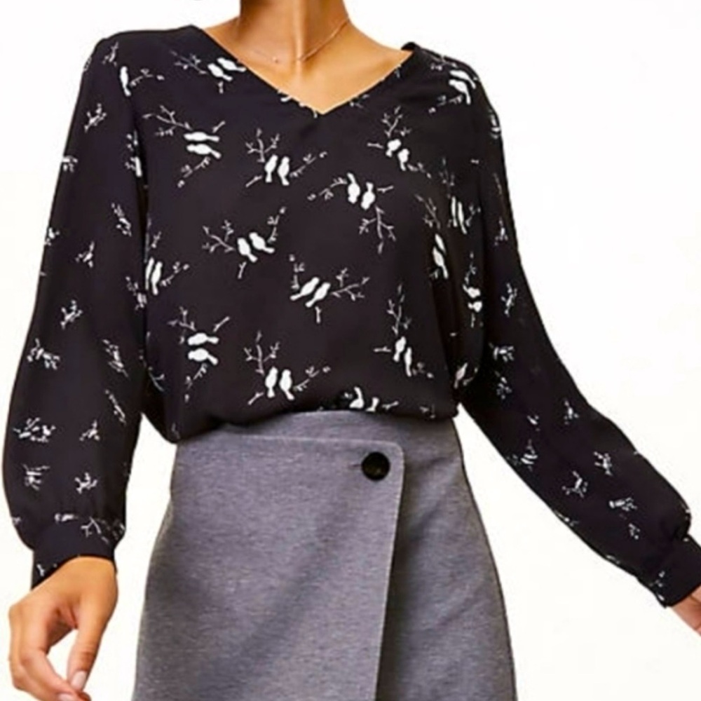 LOFT Lovebird Tie Back Blouse | XS